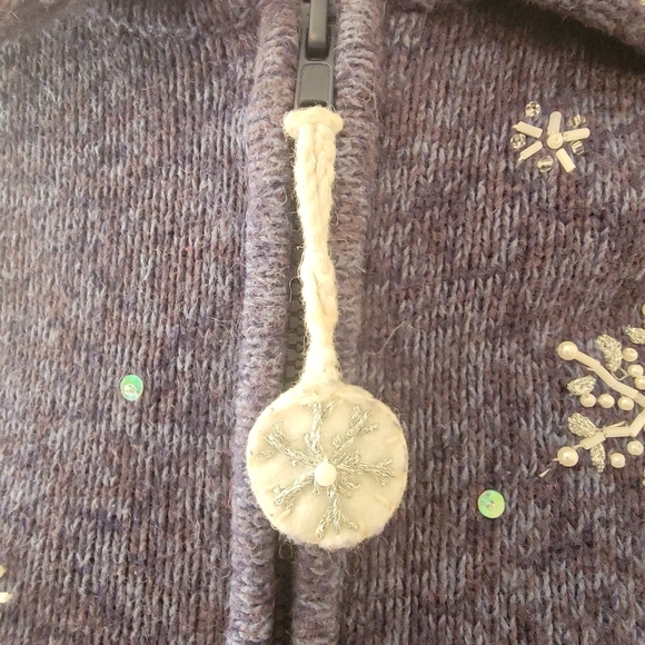 Heirloom Collectibles Zip Up Snowflake Ugly Sweater Size PM - Picture 6 of 11